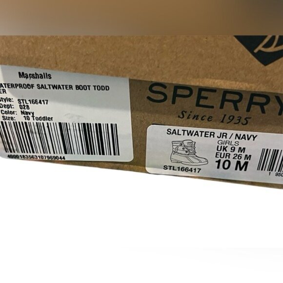 Sperry Girls Saltwater Jr Waterproof Boots Navy/Multicolor Size 10M New In Box - Picture 5 of 11